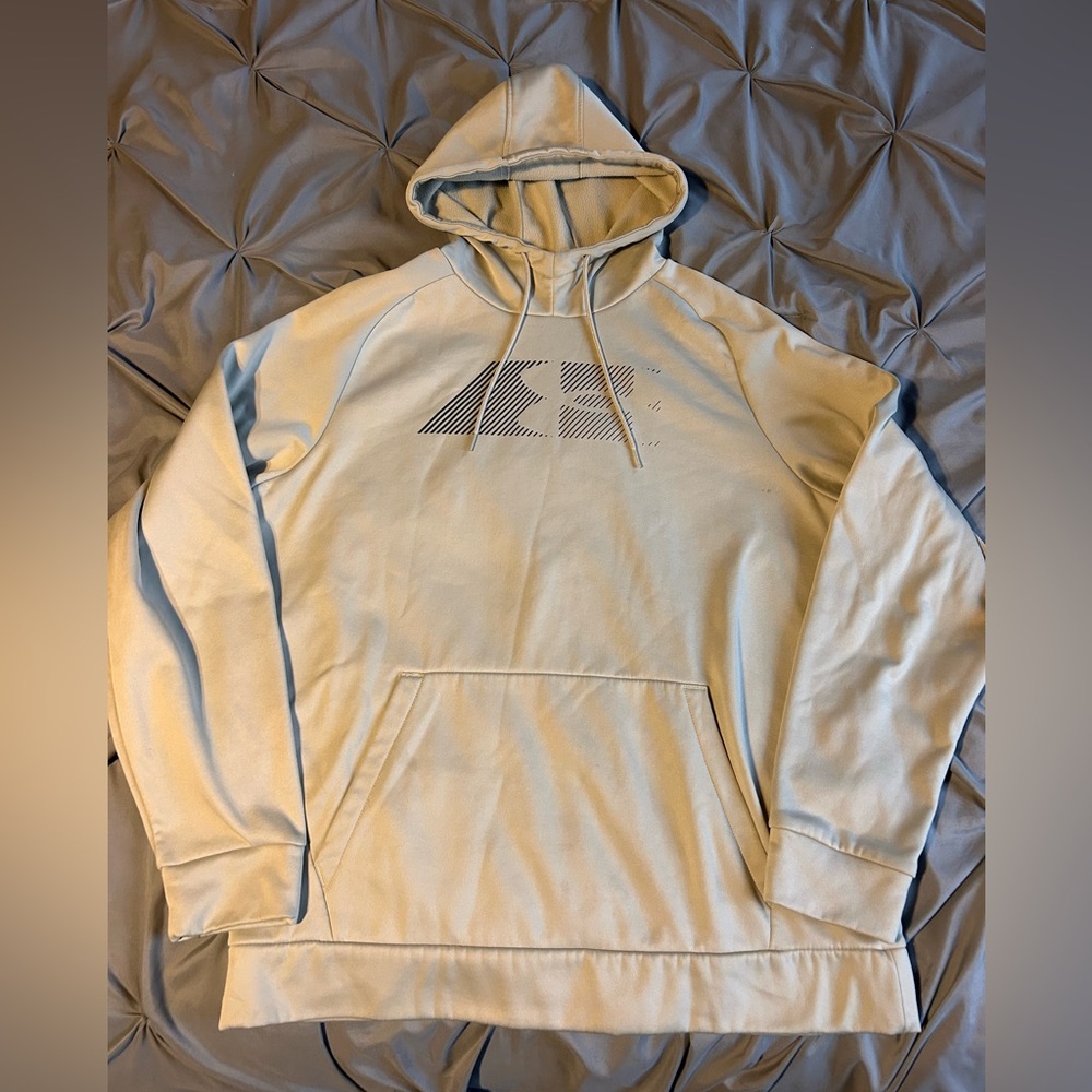 Under Armour Hoodie Mens Large Tan Logo Pullover Fleece Casual‎ Gym